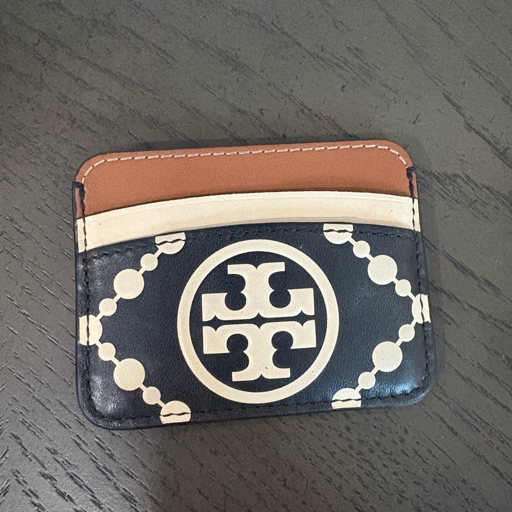 Tory Burch Black and Tan Card Holder